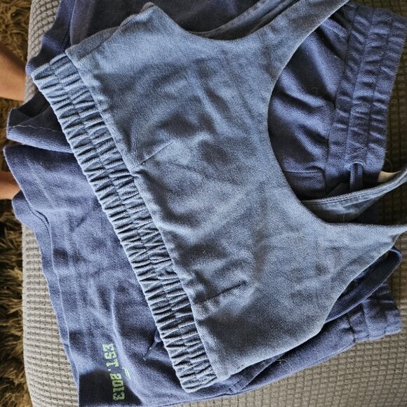 Fabletics Sweatshort / Bra Set- Blue Size S SHORTS NWT - Picture 2 of 8